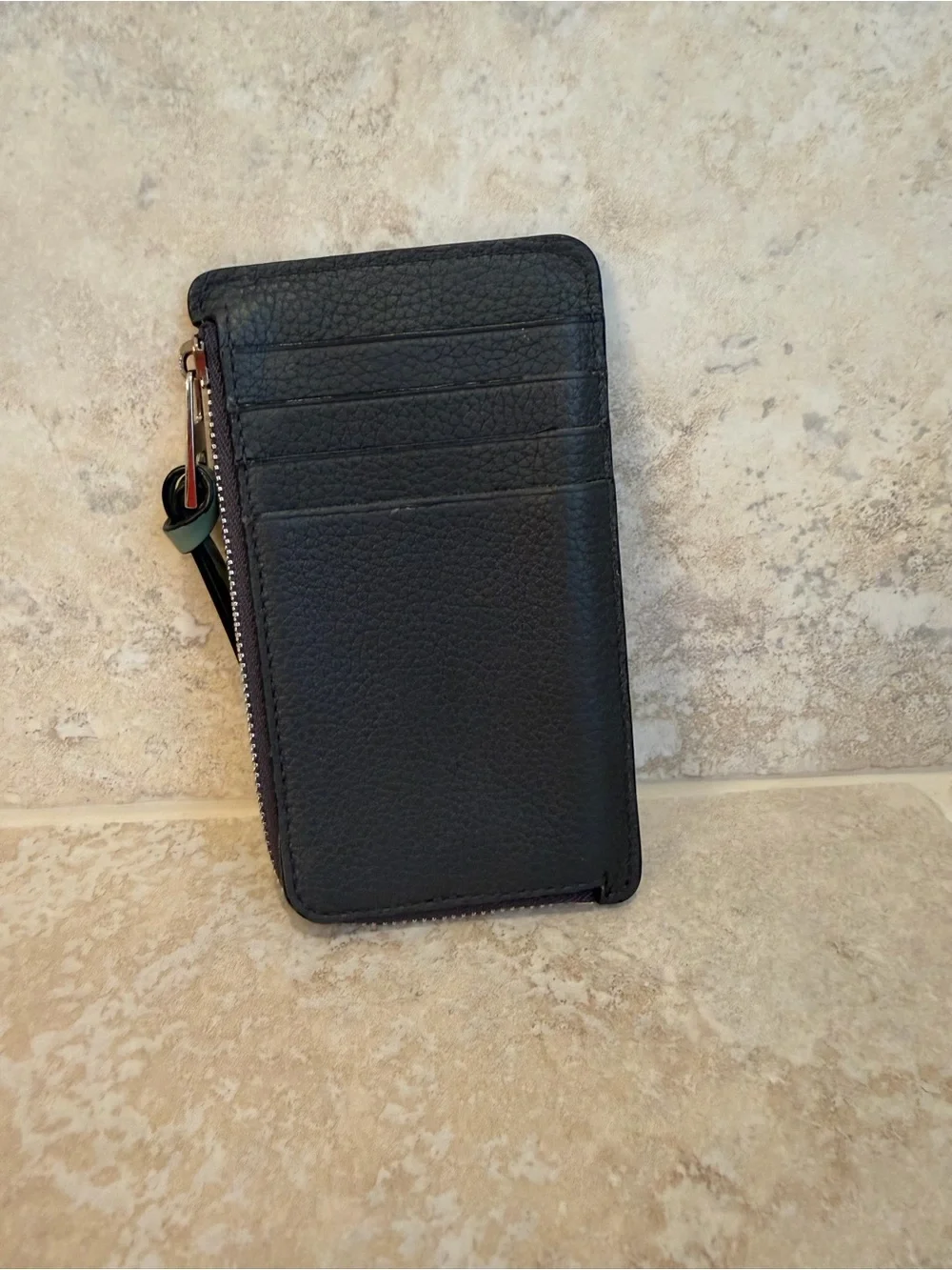 Loewe Black Leather Card Case dark gray and cream